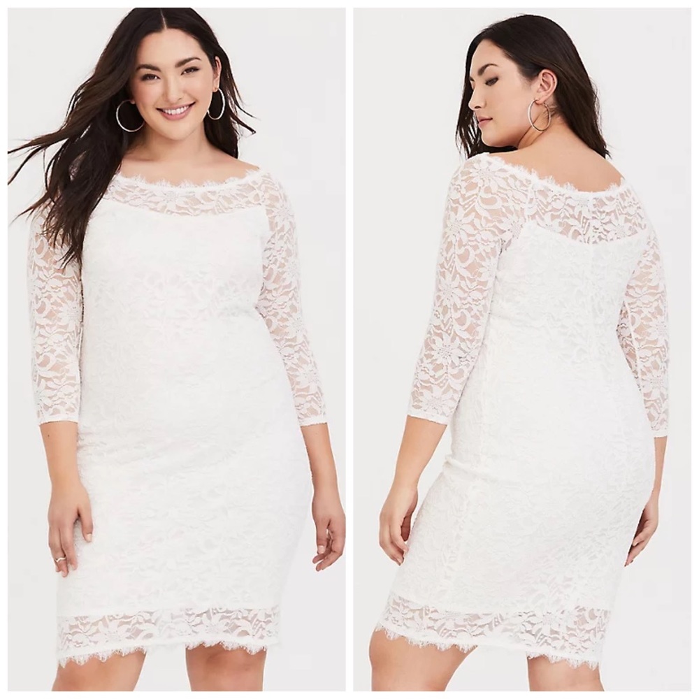 Torrid White Off Shoulder Bodycon Dress Size 00